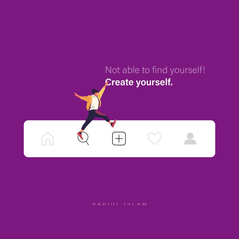 Illustration encouraging people to create instead of only scrolling