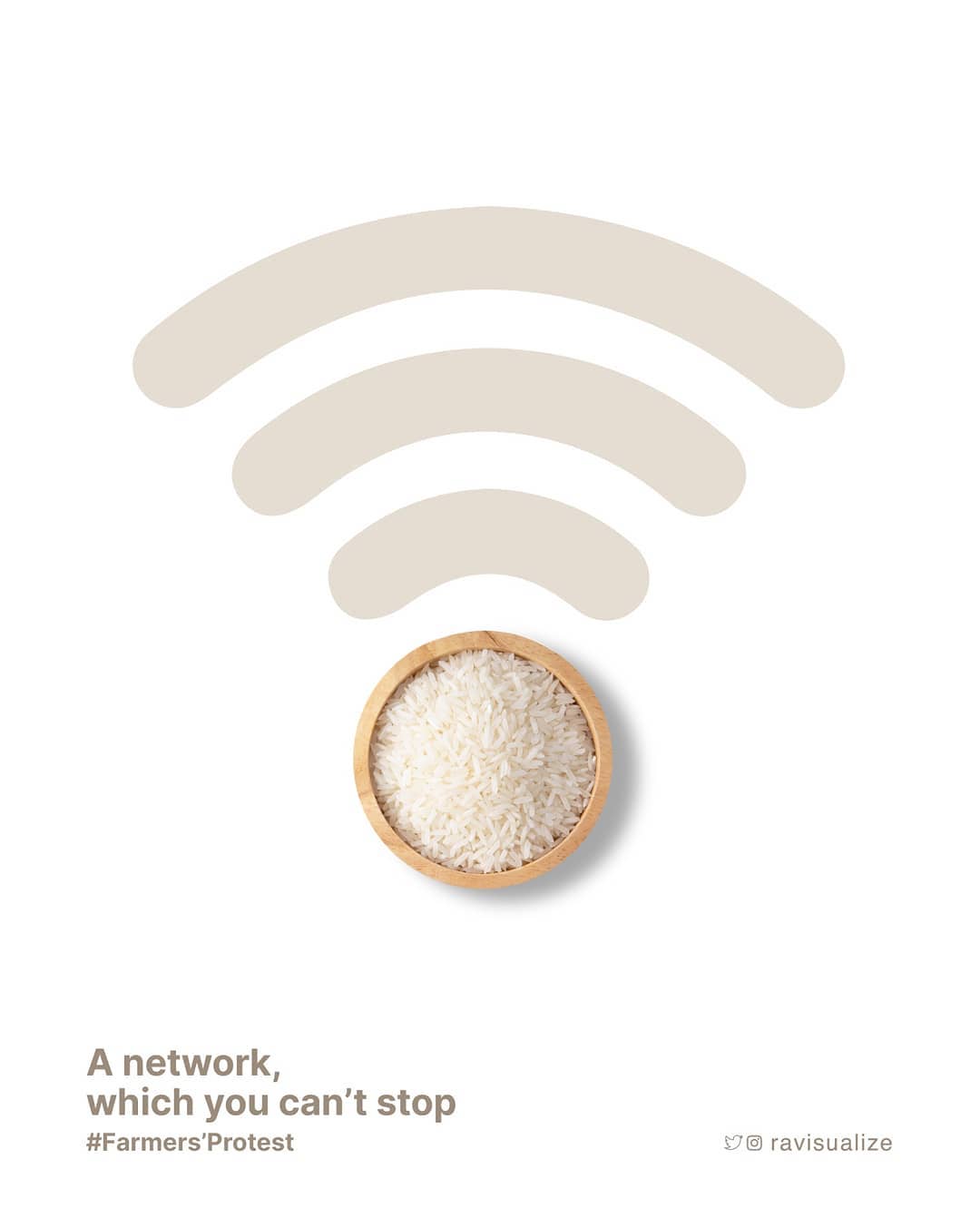 A bowl of rice forms the centre of a wireless network symbol